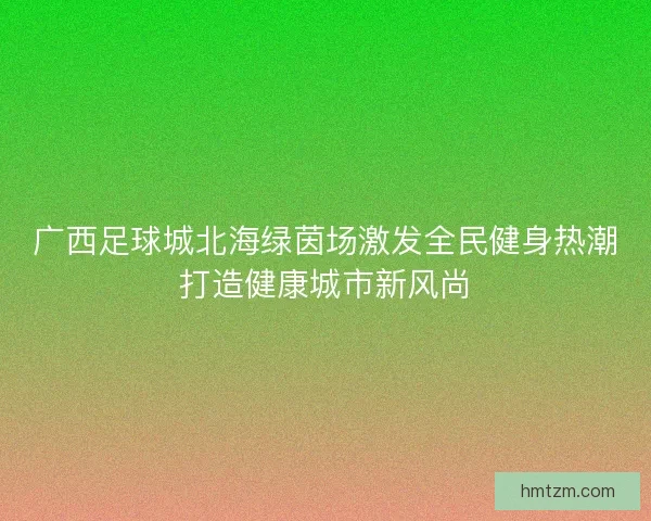 广西足球城北海绿茵场激发全民健身热潮打造健康城市新风尚
